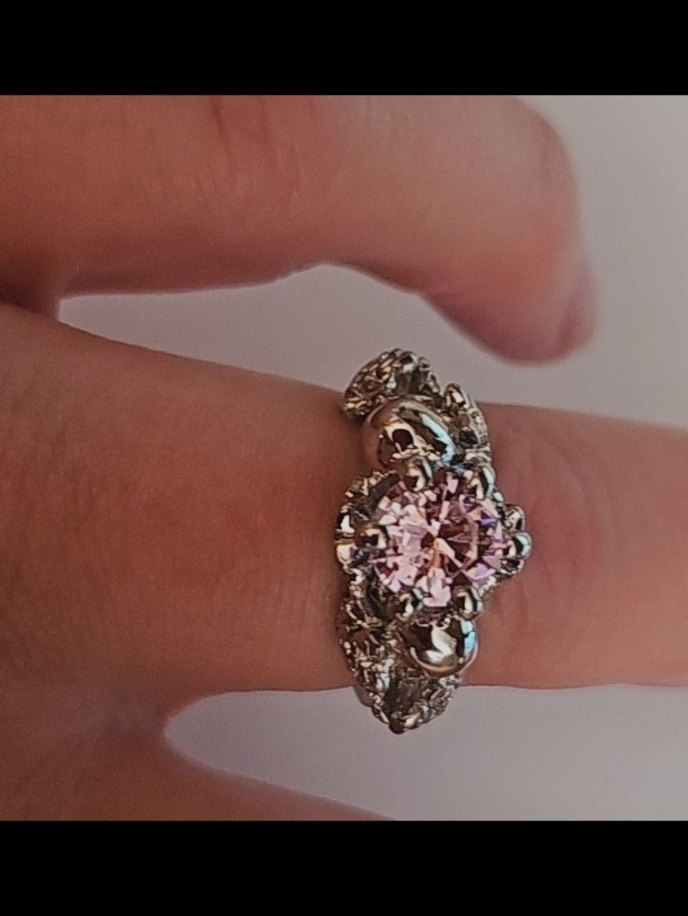 Pink Stone Filigree Women’s Ring